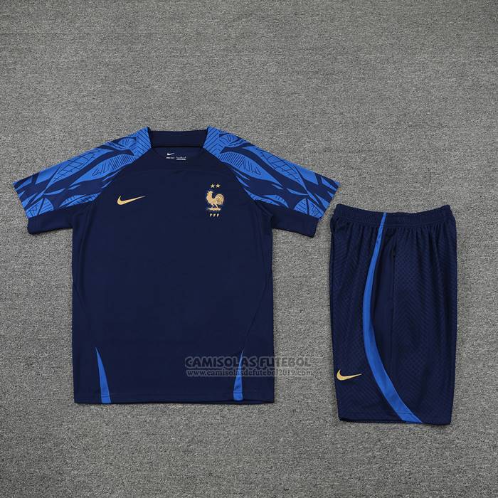 Fato de Treino Franca Manga Curta 2022-2023 Azul - Calcas Curta